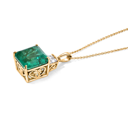 D'Joy Smaragd-Quarz Triplette, Weißer Topas Schmuckset ca. 50 cm 925 Silber 750 Gelbgold vermeil ca. 9.21 ct