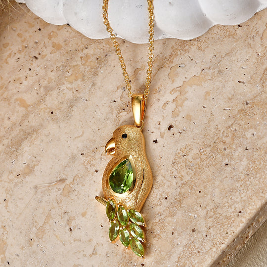 EVER TRUE AA Natürlicher Peridot Anhänger mit Kette, ca. 50 cm ca. 3.72 ct