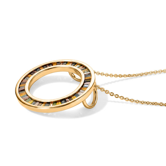 D'Joy Mehrfarbiger Diamant Anhänger mit Kette ca. 50 cm 925 Silber 750 Gelbgold vermeil ca. 1.04 ct