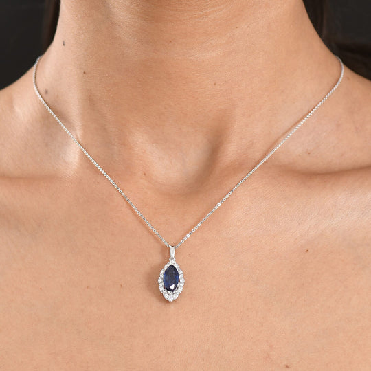 D'Joy AA Kyanit, Moissanit AGI zertifiziert Schmuckset ca. 45 cm 925 Silber Rhodiniert ca. 6,70 ct.