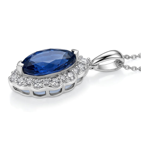 D'Joy AA Kyanit, Moissanit AGI zertifiziert Schmuckset ca. 45 cm 925 Silber Rhodiniert ca. 6,70 ct.
