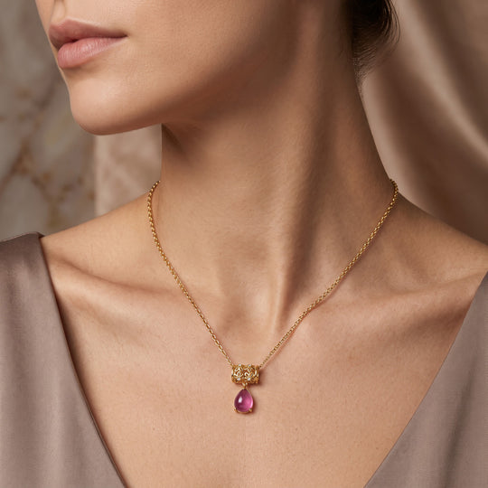 EVER TRUE Flamingo Mondstein, Weißer Zirkon Schmuckset ca. 50 cm Reine Bronze 750 Vergoldet und Edelstahl 750 Vergoldet ca. 5.08 ct