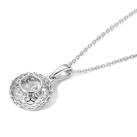LUXURIANT DIAMOND - Lab Grown Diamant SI-GH Anhänger mit kette ca. 50 cm 925 Silber Rhodiniert ca. 0.13 ct