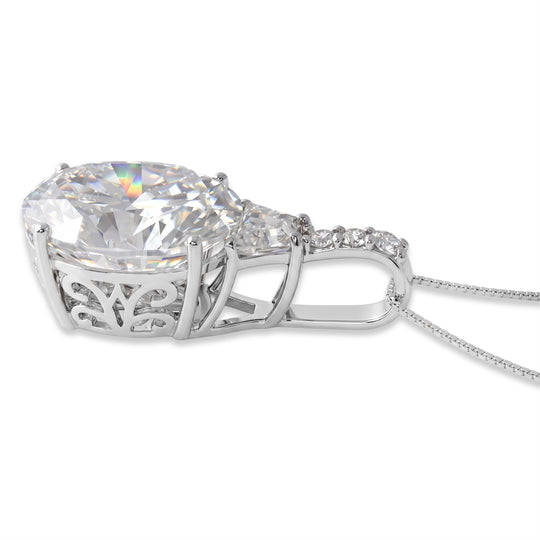D'Joy Moissanit Anhänger mit Kette, ca. 45 cm 925 Silber Rhodiniert ca. 10.69 ct