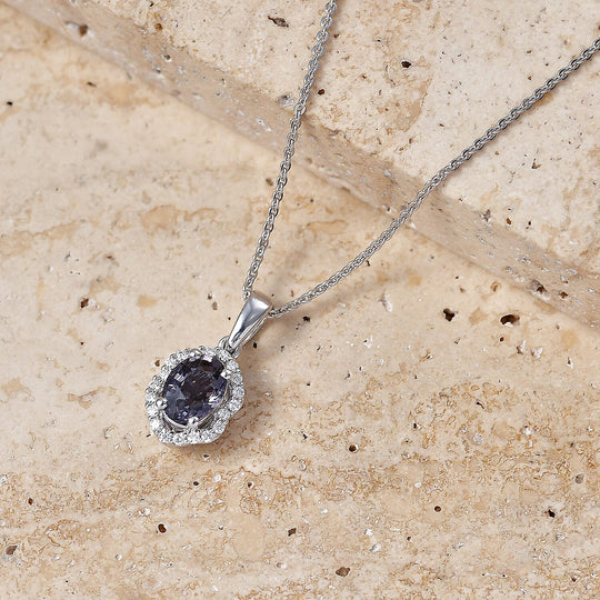 D'Joy AA Platin-Spinell, Moissanit AGI zertifiziert Schmuckset ca. 45 cm 925 Silber Rhodiniert ca. 1,08 ct.