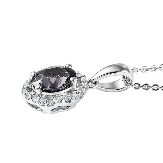 D'Joy AA Platin-Spinell, Moissanit AGI zertifiziert Schmuckset ca. 45 cm 925 Silber Rhodiniert ca. 1,08 ct.