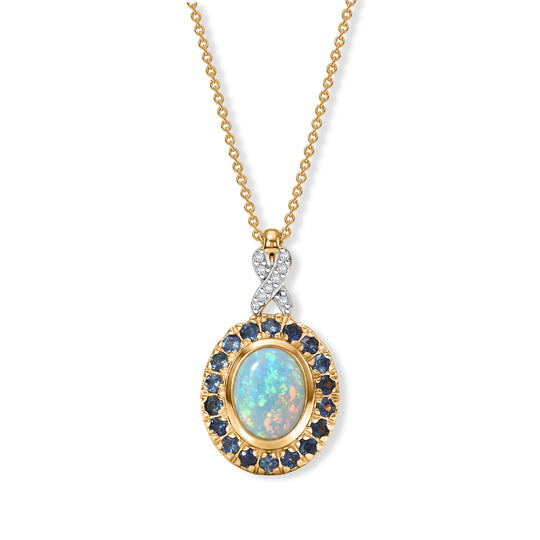 D'Joy AAA Natürlicher, äthiopischer Welo Opal, Moissanit Schmuckset ca. 50 cm 925 Silber 585 Vergoldet ca. 2.32 ct