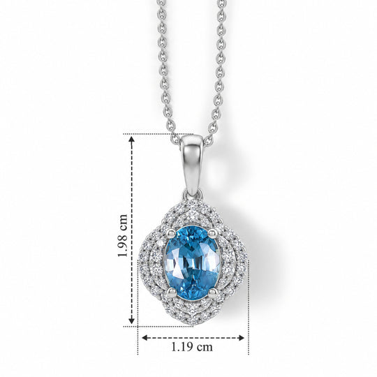 D'Joy AA Blauer Zirkon, Moissanit Schmuckset (10-16 Werktage Lieferzeit) ca. 45 cm 925 Silber Rhodiniert ca. 2,32 ct.