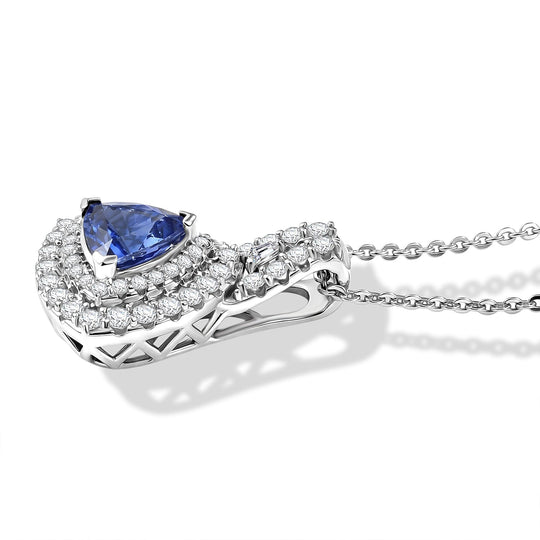 D'Joy AA Tansanit, Moissanit AGI zertifiziert Schmuckset ca. 45 cm 925 Silber Rhodiniert ca. 1,75 ct.