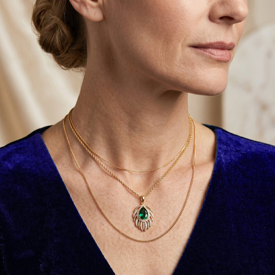 EVER TRUE Pfau Quarz Triplette, Weißer Zirkon Schmuckset ca. 50 cm ca. 2,56 ct.