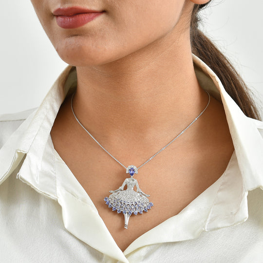 D'Joy Tansanit Schmuckset ca. 50 cm 925 Silber Rhodiniert ca. 5,62 ct.
