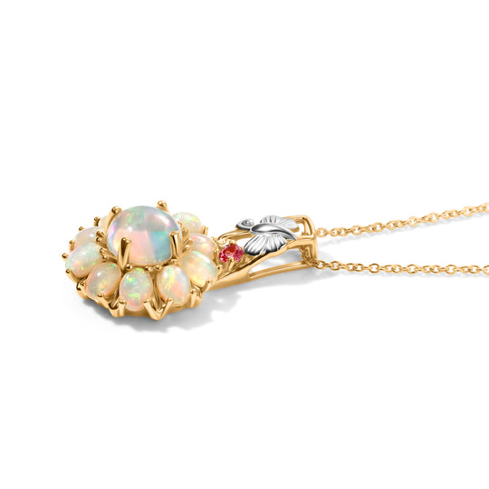 D'Joy AA Natürlicher, äthiopischer Welo Opal Schmuckset ca. 50 cm 925 Silber Rhodiniert, 925 Silber Rhodiniert und 750 Gelbgold Vermeil ca. 2,05 ct.