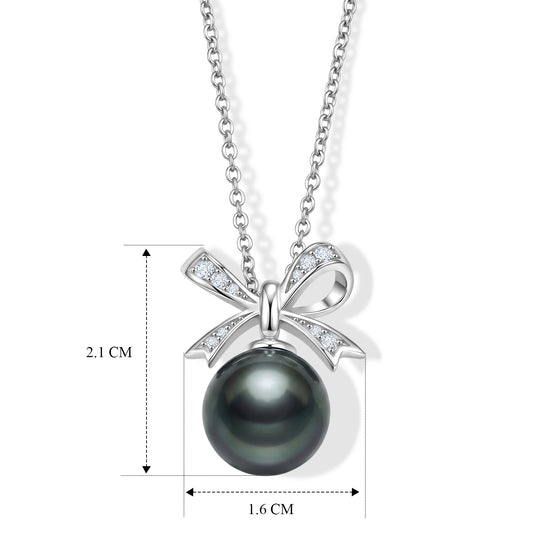 D'Joy Tahiti Perle und Moissanit Anhänger mit 45cm Kette, 925 Silber rhodiniert