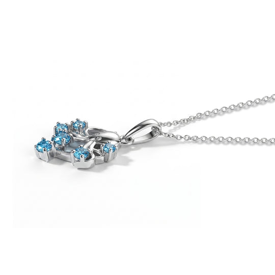 D'Joy Neon Apatit Oktopus Anhänger mit 50cm Kette, 925 Silber platiniert - 0,37 ct.