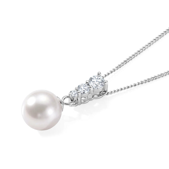 D'Joy Moissanit Anhänger mit Kette, (10-11 mm), ca. 45 cm 925 Silber Rhodiniert