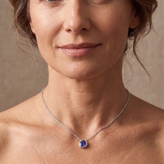 D'Joy Sehr Seltener Tansanit Schmuckset ca. 50 cm 925 Silber Rhodiniert ca. 0.51 ct