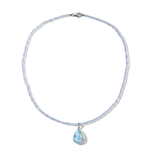 D'Joy AAA Larimar, Aquamarin Schmuckset ca. 45 cm 925 Silber Rhodiniert ca. 37.58 ct
