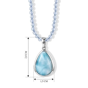 D'Joy AAA Larimar, Aquamarin Schmuckset ca. 45 cm 925 Silber Rhodiniert ca. 37,58 ct.