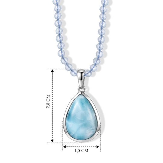 D'Joy AAA Larimar, Aquamarin Schmuckset ca. 45 cm 925 Silber Rhodiniert ca. 37.58 ct