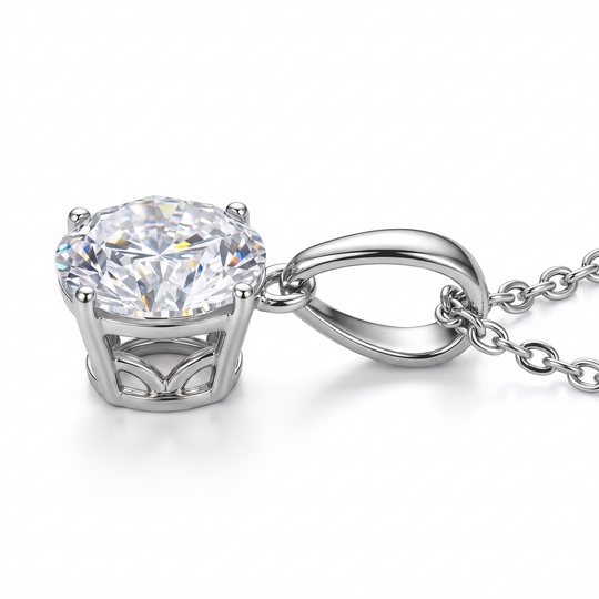 LUXURIANT DIAMOND - Lab Grown Diamant SI-GH,375 Weiß Gold Anhänger mit 925 Silber Kette ca. 50 cm ca. 1.04 ct