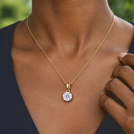 LUXURIANT 1 ct. SI-GH Labor Diamant 375 Gold Anhänger mit 50cm 925 Silberkette