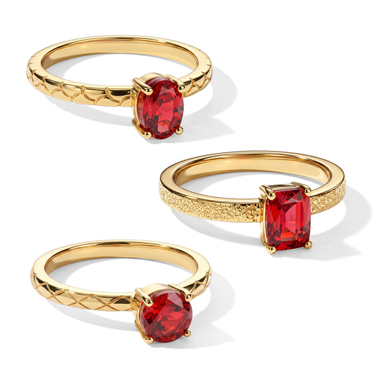 EverTrue Rubin Feuer Triplett Quarz Ringe - 3,21 ct.