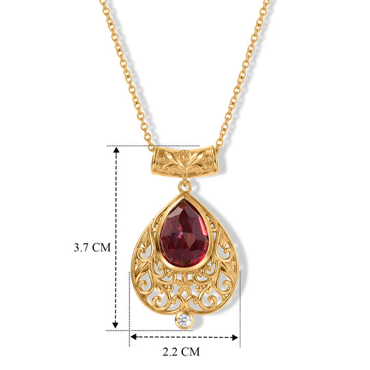 EVER TRUE AAA Lab Grown Rubin, Weißer Zirkon Schmuckset ca. 50 cm ca. 8,90 ct.