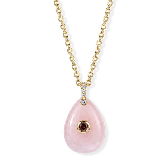 Amazonit, Kristall und Zirkonia Anhänger mit 50cm Kette, Messing - 20 ct.