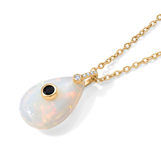 Mehrfarbiger Fluorit, Kristall und Zirkonia Anhänger mit 50cm Kette, Messing - 20 ct.