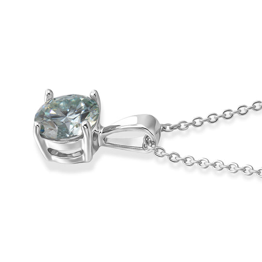 D'Joy Paraiba Moissanit Solitär Anhänger mit 45cm Kette, 925 Silber rhodiniert - 1,21 ct.