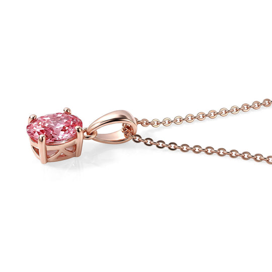 LUXURIANT zertifizierter und geprüfter VS-EF SGL zertifizierter Labor rosa Diamant Anhänger mit 45cm Kette, 925 Silber 750 Roségold Vermeil - 1,06 ct.