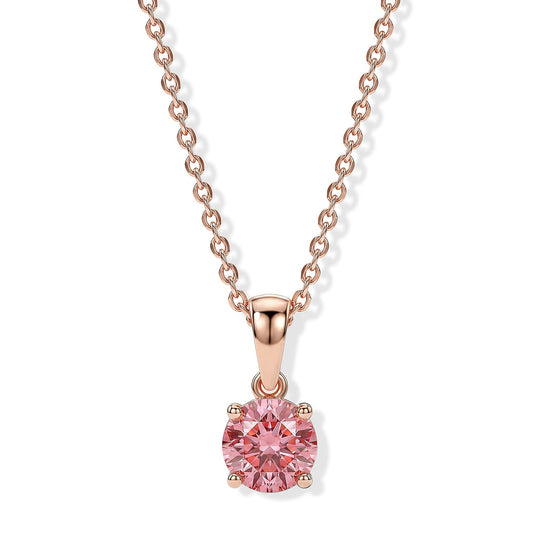 LUXURIANT zertifizierter und geprüfter VS-EF SGL zertifizierter Labor rosa Diamant Anhänger mit 45cm Kette, 925 Silber 750 Roségold Vermeil - 1,06 ct.