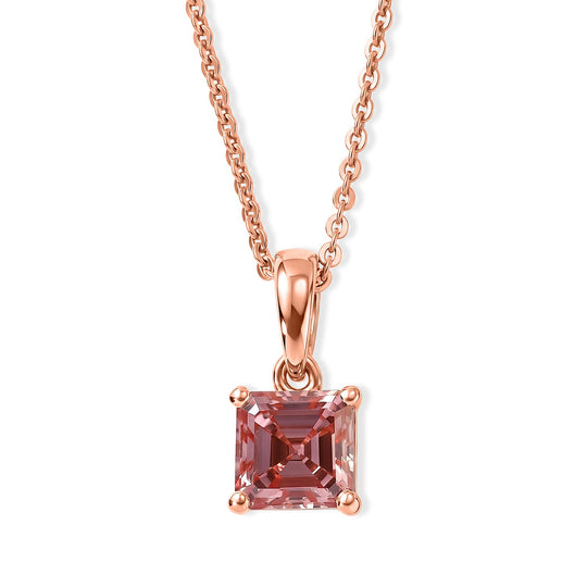 LUXURIANT zertifizierter und geprüfter VS-EF SGL zertifizierter Labor rosa Diamant Anhänger mit 45cm Kette, 925 Silber 750 Roségold Vermeil - 1,06 ct.