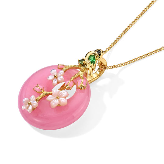 JARDIN KOLLEKTION D'Joy Rosa Jade, Roter Granat Schmuckset ca. 45 cm 925 Silber Vergoldet 20.07 ct
