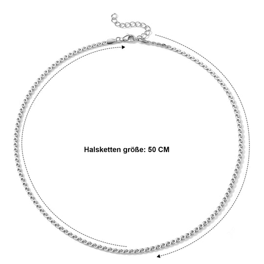 2er Set - 316L Edelstahl Fancy Ketten Set ca. 22,30g, Silberfarben