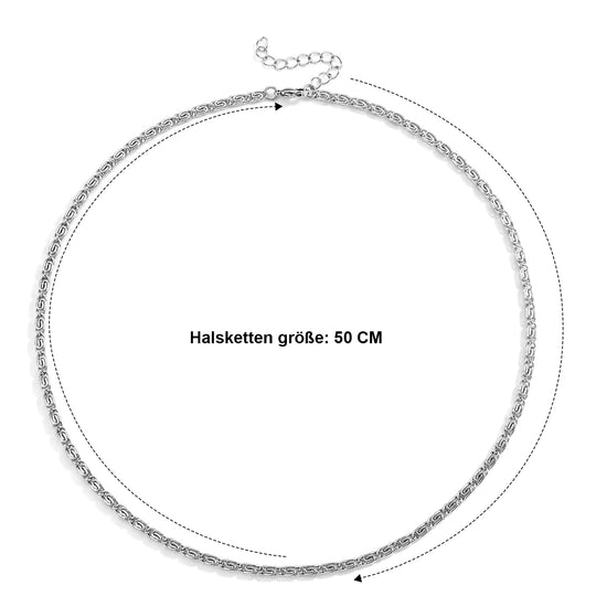 2er Set - 316L Edelstahl Fancy Ketten Set ca. 22,30g, Silberfarben