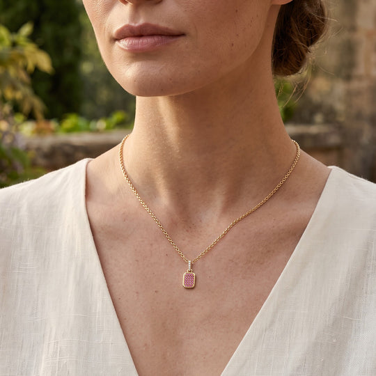 D'Joy Padparadscha Saphir, Weißer Zirkon Schmuckset ca. 50 cm 925 Silber 750 Gelbgold vermeil (BT) ca. 0.58 ct