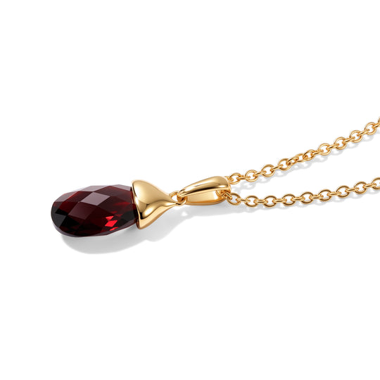 D'Joy AA Mosambik Granat Anhänger mit Kette, ca. 50 cm 925 Silber 750 Vergoldet und Edelstahl 750 Vergoldet ca. 5.01 ct