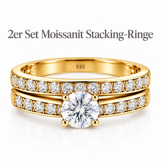 2er-Set Moissanit Stacking-Ringe, 925 Silber platiniert - 1,45 ct.