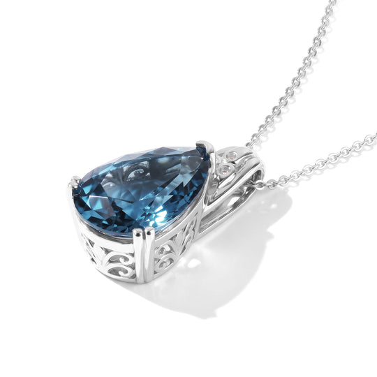 D'Joy London Blau Topas, Weißer Diamant Schmuckset ca. 50 cm 925 Silber Rhodiniert ca. 10.21 ct