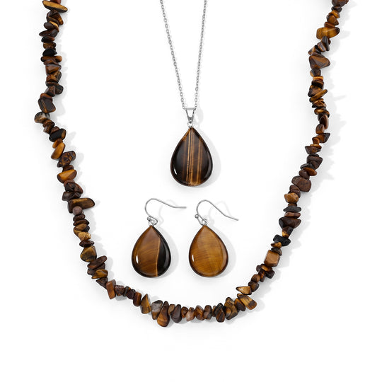 Tigerauge Schmuckset ca. 355.00 ct