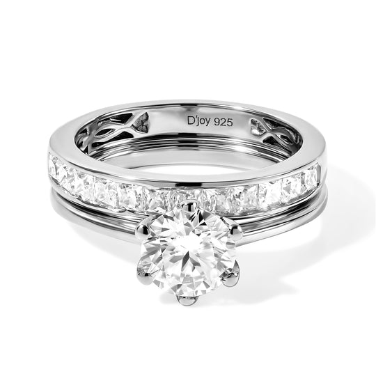 D'Joy Moissanit Schmuckset 925 Silber 750 Roségold vermeil (Größe 19) ca. 1,57 ct.