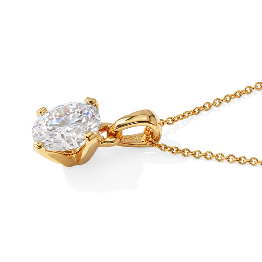 D'Joy GRA zertifiziert Moissanit Schmuckset ca. 50 cm 925 Silber 750 Gelbgold vermeil ca. 2.00 ct