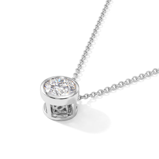D'Joy GRA zertifiziert Moissanit Anhänger mit Kette, ca. 50 cm 925 Silber Rhodiniert ca. 1.00 ct