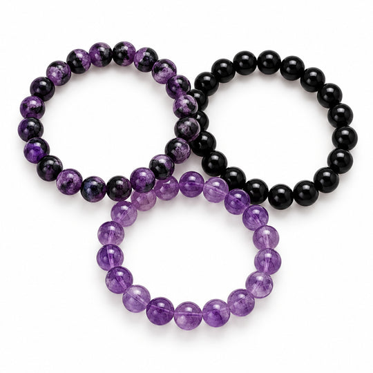 3er Set - Schwarzer Achat, Erfrischen gelbes Tigerauge Schmuck Armbänder, ca. 200.00 ct