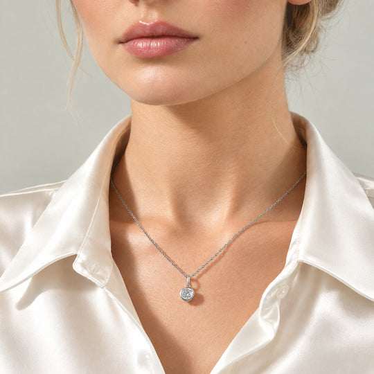 D'Joy Moissanit Schmuckset ca. 50 cm 925 Silber Platiniert und Edelstahl Platiniert ca. 1,28 ct.