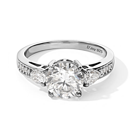 2er Set - D'Joy Moissanit Anhänger mit Kette und Ring, ca. 50 cm 925 Silber, Edelstahl und 750 vergoldet (Größe 21.00) ca. 3.57 ct
