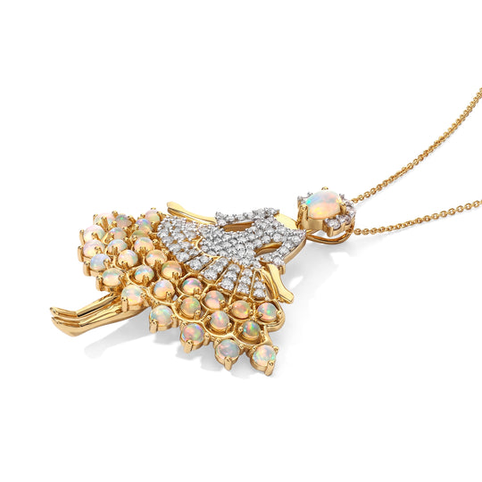 D'Joy AAA Natürlicher, äthiopischer Welo Opal Anhänger mit Kette, (9-14 Werktage Lieferzeit) ca. 50 cm 925 Silber 750 Gelbgold vermeil ca. 5.13 ct