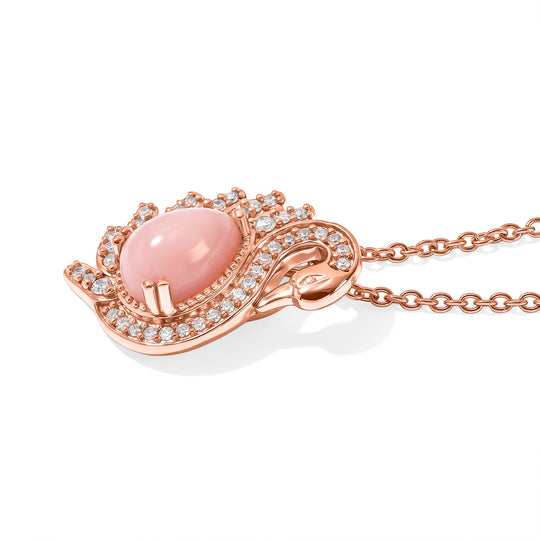 EVER TRUE AAA Rosa Opal, Weißer Zirkon Schmuckset ca. 50 cm ca. 2,65 ct.