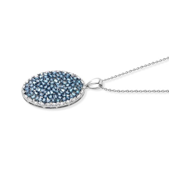 D'Joy Blauer Diamant (IR), Weißer Diamant Schmuckset (9-14 Werktage Lieferzeit) ca. 45 cm 925 Silber Rhodiniert ca. 1.02 ct